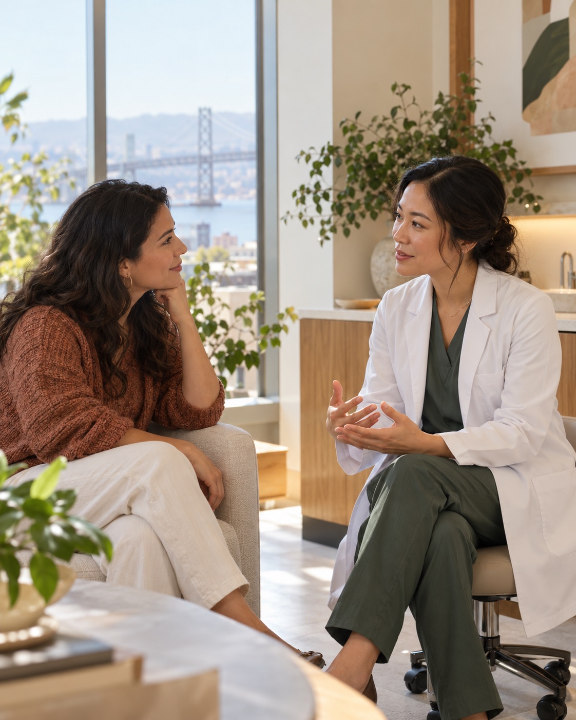 A clinician speaking with a prospective research participant